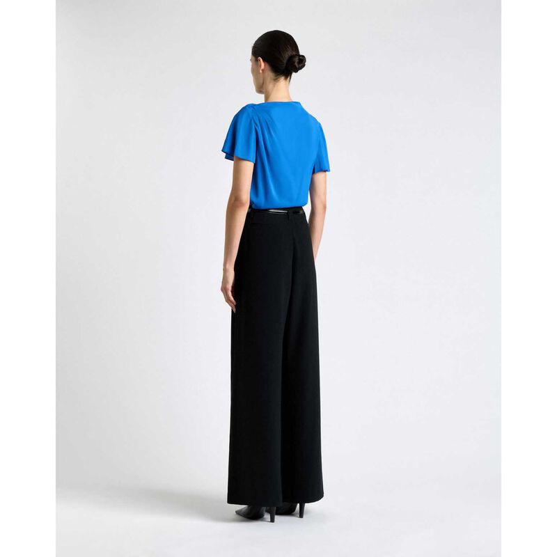 Cue Blue Stretch Viscose Draped Sleeve Top image number 1